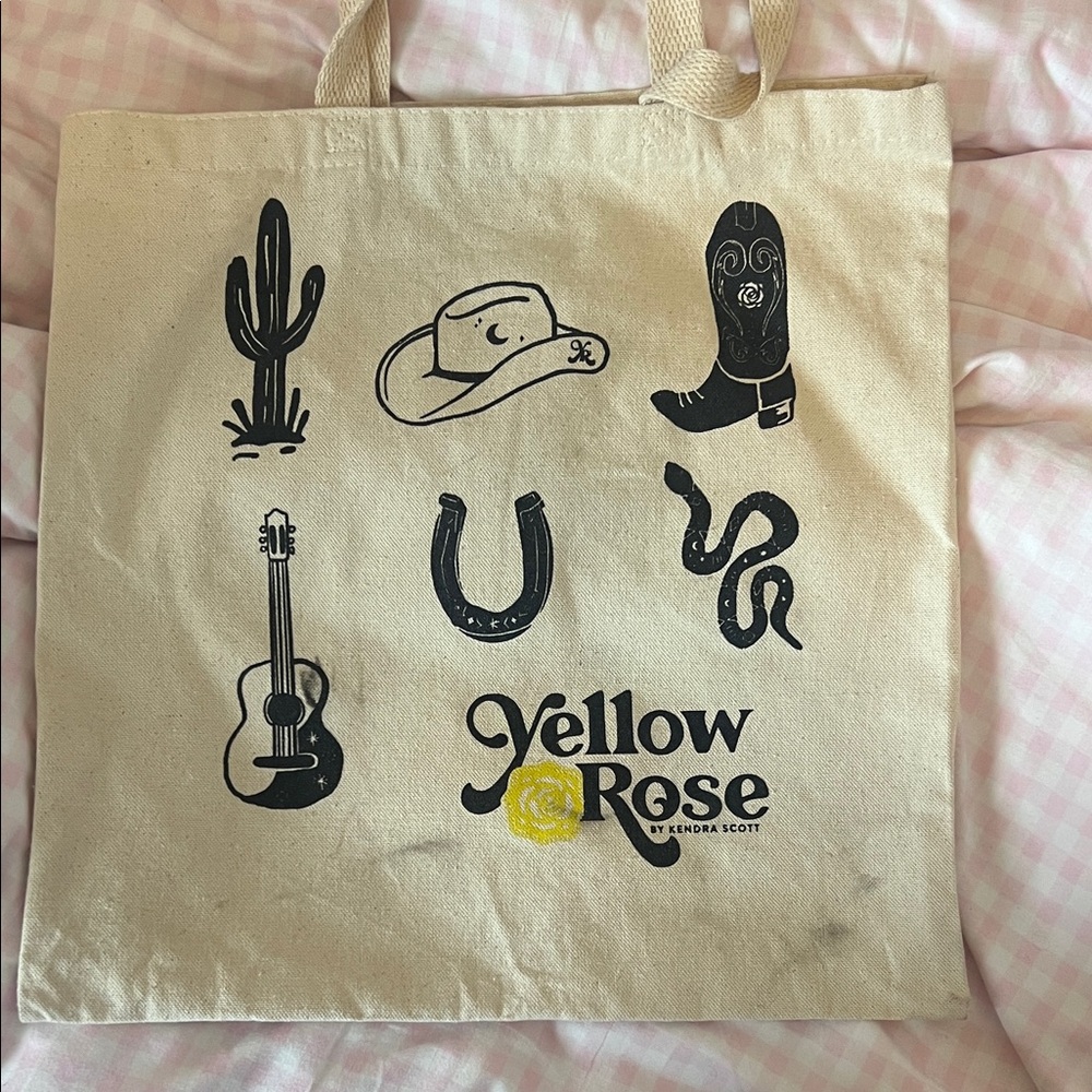 Kendra Scott Yellow Rose Canvas Tote Bag